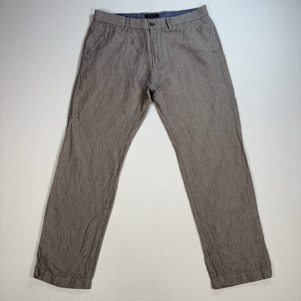 Banana Republic Linen-Cotton Aiden Pants Men's 32 (fits 34x29) Tan Slim Fit